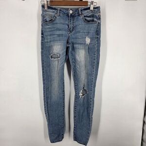Refuge Distressed Skinny Jeans Size 2 Medium Wash Ripped Denim